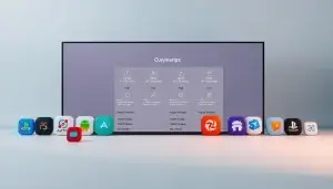 Vergleich von IPTV Apps – Übersicht auf Smart TV mit App-Symbolen