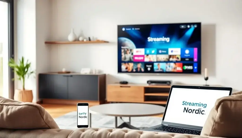 Streaming Nordic IPTV auf Fernseher, Laptop und Smartphone – IPTV Nutzung im Wohnzimmer 2025